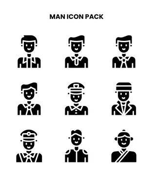 Man Glyph Bundle Icons Pack Stock Illustration