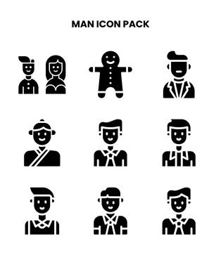 Man Glyph Graphics Icons Pack Stock Illustration