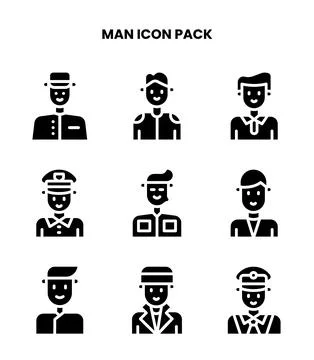Man Glyph Scalable Icons Pack Stock Illustration