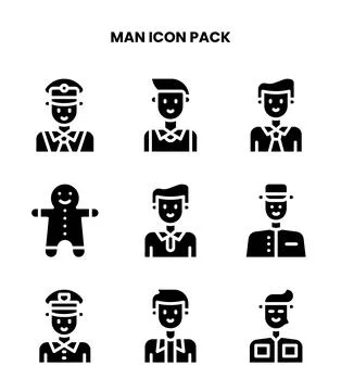 Man Glyph Vector Icons Pack Stockillustratie