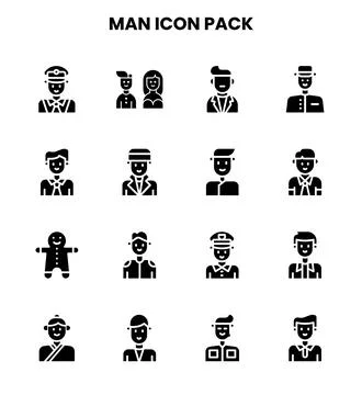 Man Glyph Vector Icons Pack 스톡 일러스트