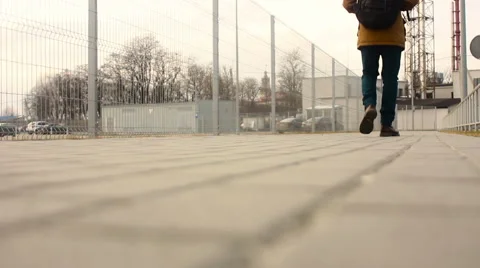 Man goes along pavement Video stock 60118502