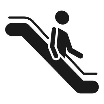 Man goes down the escalator icon, simple style Stock Illustration