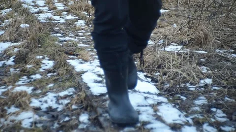 Man goes on a footpath Stock-Footage 35422338