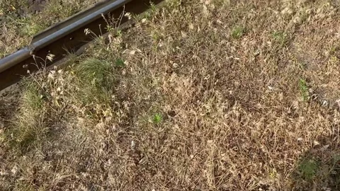 A man goes over the rails in the wrong place Stock Footage 157430969