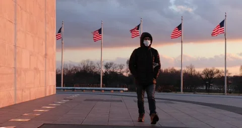A man goes sightseeing in Washington, DC during the COVID-19 pandemic Stock Footage 148106622