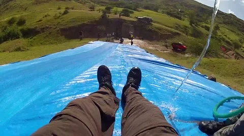 Man going down the Water Slide 動画素材 55439175