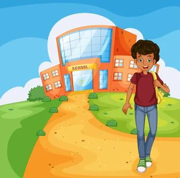 A man going home from school Stock Illustration