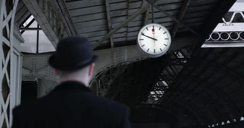 Man going in old station Stock Footage 86513096