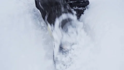 Man going through deep snow, closeup. Stock Footage 101510841
