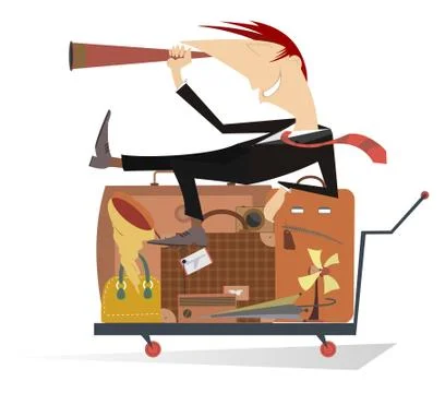 Man is going to travel isolated Stock Illustration