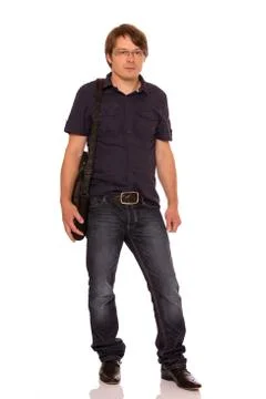 Man going to work with a bag Stock Photos