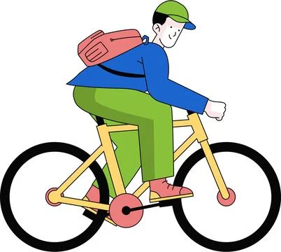 Man going to work riding bicycle 스톡 일러스트