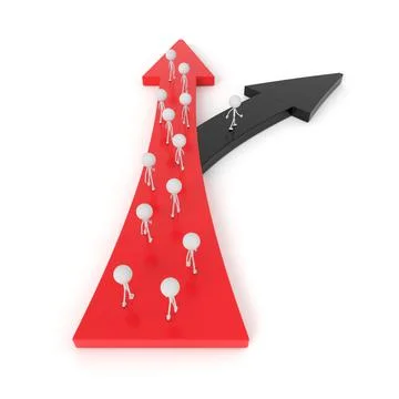 The man going to the wrong way. 3D rendering. Stock Illustration