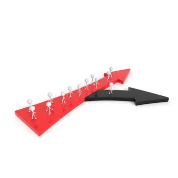 The man going to the wrong way. 3D rendering. Stock Illustration