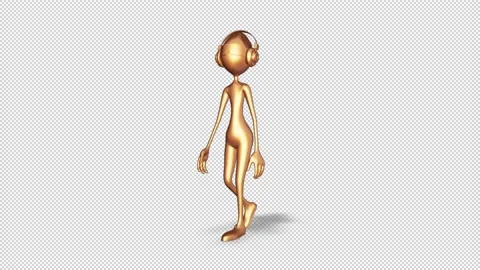 Man Gold Walk  Loop on Alpha Channel Stock Footage 162819102