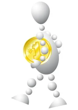 Man with golden coin Stock Illustration