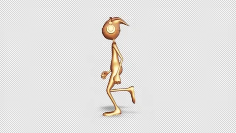 Man Golden Running Loop on Alpha Channel Stock Footage 149248206