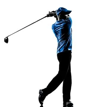 Man golfer golfing golf swing  silhouette Stock Photos