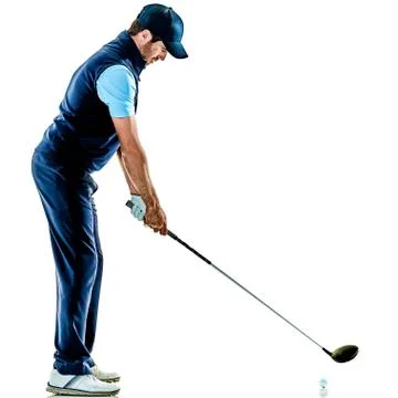Man golfer golfing isolated withe background Foto stock