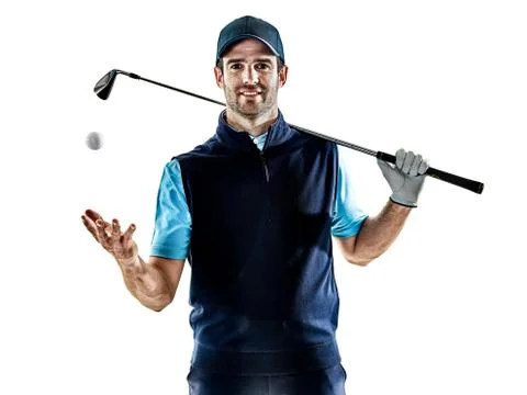 Man golfer golfing isolated withe background Stock Photos