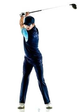 Man golfer golfing isolated withe background Stock Photos