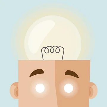 Man got a brilliant idea.Modern vector illustration in flat style. Stock Illustration