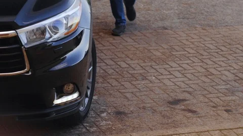 A man got into the car. Close up shot. Stock Footage 111491113