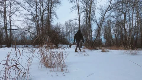 A man got lost in the winter forest Stock Footage 149951090