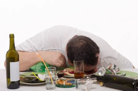 The man got wildly drunk Stock Photos
