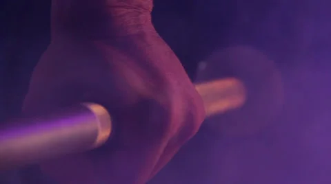 Man Grabs Barbell to Workout Stock Footage 32398954