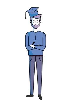 Man with graduation cap 스톡 일러스트
