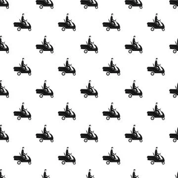 Man at grass machine pattern seamless Stock Illustration