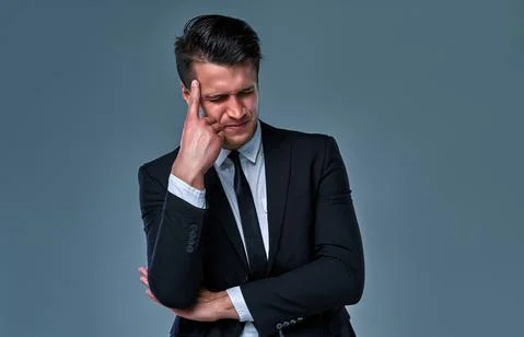 Man on gray background Foto stock