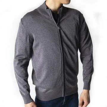 A man in a gray jacket with a lock on a white background Stock Photos