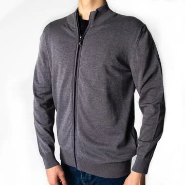 A man in a gray jacket with a lock on a white background Stock Photos