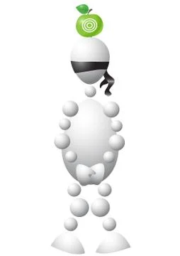 Man with green apple-target on head Stock Illustration