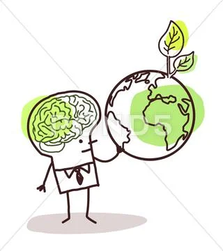 Man with green brain and earth Stock Illustration