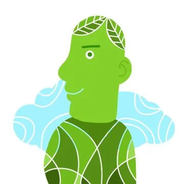 Man green cloud abstract Stock Illustration