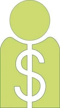 Man with green dollar Illustrazione stock