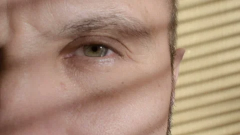 A man with green eyes is looking at the camera. Face close up Stock-Footage 98275993