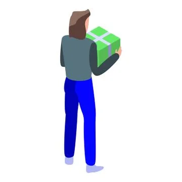 Man green parcel icon, isometric style Illustration