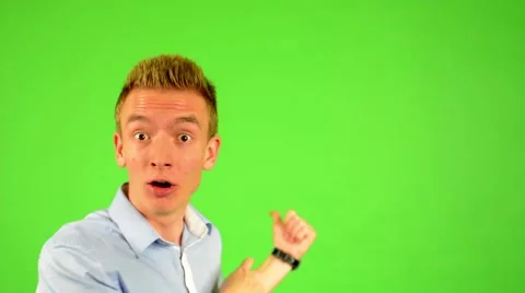 Man - green screen - portrait - man is amazed (surprised) Stock Footage 42794310