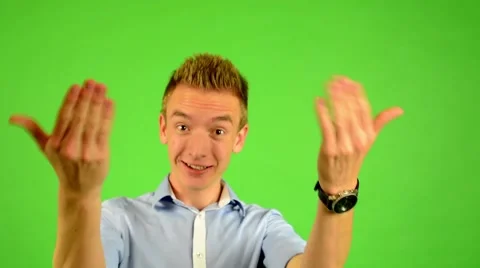 Man - green screen - portrait - man welcomes people - man invites people Stock-Footage 42794541