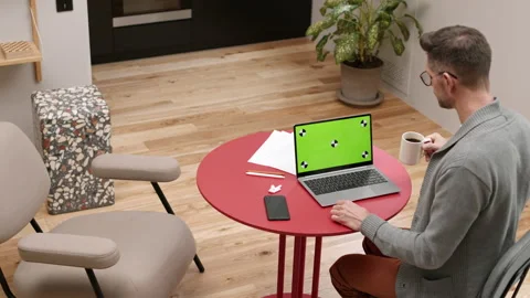 Man with Green-screened Portable Computer Video stock 152383485