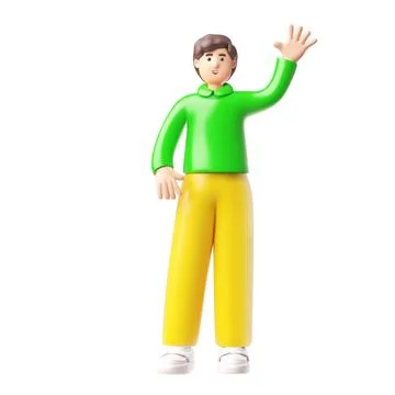 Man greeting hand gesture, showing five fingers, 3D cartoon vector friendly guy Stock-Illustration