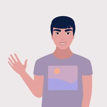 Man greets with hand Illustrazione stock