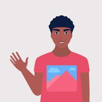 Man greets with hand Stock Illustration