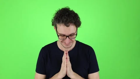 Man greets with hands clasped. sign namaste symbol, Indian greeting. 動画素材 303143648