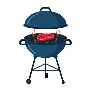 Man Grilling Meat on Barbecue in Backyard During Summer Stock Illustration